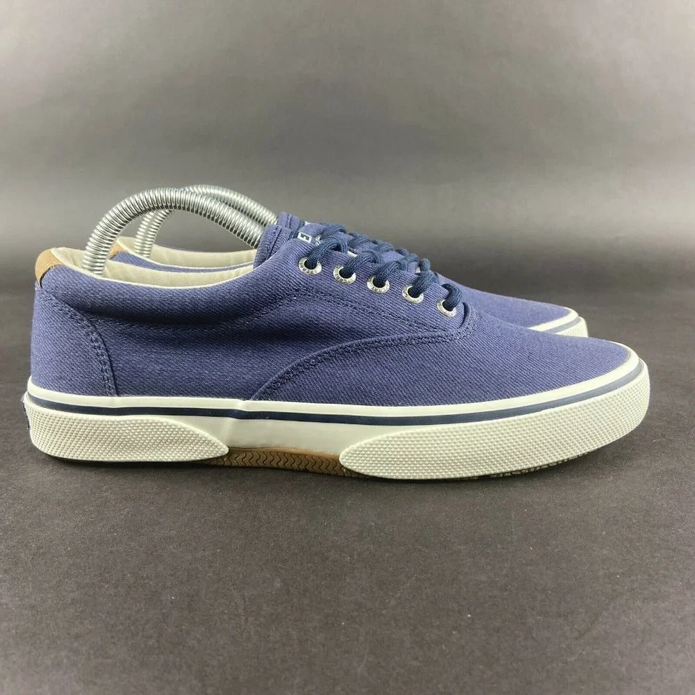 Sperry Men's Halyard CVO Navy Blue Twill Lace Up Casual Shoes Size 8 M